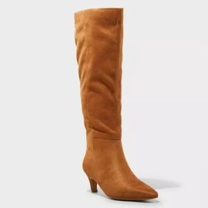 Women's Kendra Kitten Heel Tall Dress Boots with Memory Foam Insole - Size 8.5